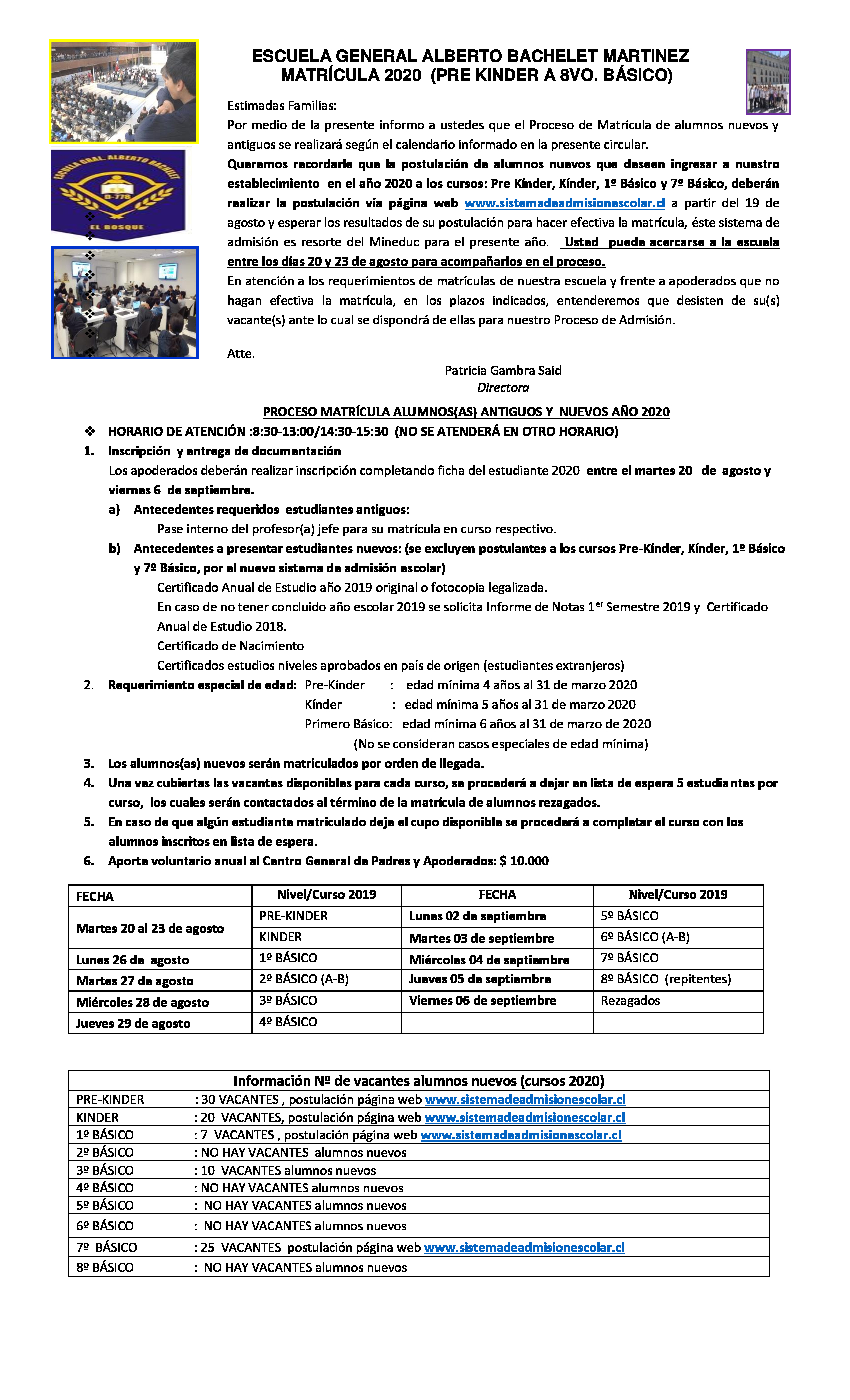 Circular MATRICULA  2020